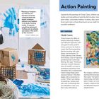 "Painting is freedom—it's what we can feel that cannot be communicated with words..." Links Kinder beim Malen, rechts Text und ein Gemälde.