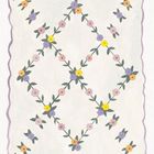 Illustration: Ein florales Muster mit bunten Blumen und grünen Blättern, in diagonalen Reihen angeordnet.