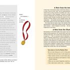 Links oben: "Infinitely Possible. An Erasure Poem". Rechts oben: "A Note from the Author". Unten links Illustration einer Medaille.