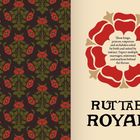 Text oben: „These kings, princes, emperors and archdukes...”
Text unten: „RUTTABLE ROYALS”
Rote Blumen-Illustration rechts, florales Muster links.