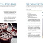 Links: "Chocolate Cherry Ice Cream Sauce". Rechts: "No-Fuss Lemon Curd". Bilder: Kirschen Soße in Gläsern, Lemon Curd in Glas.
