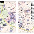 "Vienna City Walk." Zwei Karten mit Sehenswürdigkeiten: Hofburg Palace, St. Stephen's, Oper, Museen und Denkmäler angegeben.