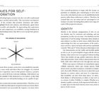TEXT IN BILD: AVENUES FOR SELF-EXPLORATION, THE AVENUES OF EXPLORATION. Bereiche: HEALTH, THOUGHTS, EXPERIENCES, RELATIONSHIPS, EMOTIONS, IDENTITY. Abschnitt "IDENTITY".