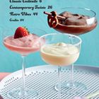 Inhalt: Introduction 4, Classic Cocktails 6, Contemporary Twists 26, Retro Vibes 44, Credits 64. Drei bunte Cocktails auf Tablett.
