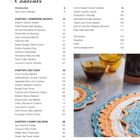 Inhaltsverzeichnis mit Themen wie "Homeware Boosts", "Get Cosy" und "Handy Helpers". Rechts ein gehäkeltes Platzdeckchen.