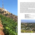 Texte: Eigentümer/Betrieb Ken York, Fläche 3,5 Hektar, Rebsorten Malbec, Merlot, Web holly..., Instagram @hol.... Hügel mit großen weißen Buchstaben und Weingarten.