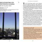 Der Glockenturm von Westminster Cathedral. Öffnungszeiten, Adresse, Kontaktinfo. Aussicht auf die Londoner Skyline durch Gitter.
