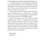 Ein Text von Sabine Giger, Verlegerin, würdigt Pascal für ein emotionales Buch über den Umgang mit der Trauer um ein Kind.
