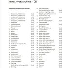 Inhaltsverzeichnis – CD. Hörbeispiele und Playbacks zum Mitsingen. Meditationen, Instrumente und Musikstücke mit Zeiten.