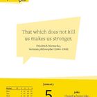 Zitat: "That which does not kill us makes us stronger." Friedrich Nietzsche. Kalender: 5. Januar, Dienstag.