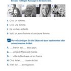 Teil 5: Ordnen Sie Buchstaben den Bildern zu. A: Mann. B: Frau. C: Kinder. D: Junger Mann und Frau.  
Teil 6: Artikel ergänzen.