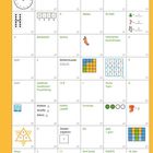 Lösungen und Puzzleteile zu den Seiten 19–30. Eine Tabelle mit Zahlen, Wörtern und kleinen Illustrationen in Kästchen.
