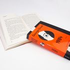 "George Orwell 1984", schwarzes und oranges Cover, aufgeschlagenes Buch, Kapitel 6 sichtbar.