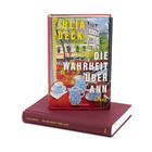 Ein Buch mit dem Titel "Die Wahrheit über Ann" von Julia Deck. Auf dem Cover ist ein gemaltes Wohnzimmer mit Teeservice.