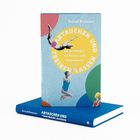 „ABTAUCHEN UND TREIBEN LASSEN“, Buch mit Schwimmthema, bunte Figuren in verschiedenen Schwimmposen.