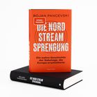 Buchtitel: "Die Nord Stream Sprengung". Untertitel: "Die wahre Geschichte der Sabotage, die Europa erschütterte". Orange Cover.