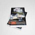 "Stürmische Klippe" von Sabine Weiss, Sylt-Krimi. Auf einem Strand steht eine Hütte vor bewölktem Himmel. SPIEGEL Bestseller Logo.