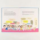 Texte wie "Stille Post" und Wörter in Sprechblasen. Darunter eine Illustration von Kindern in einer Reihe und ein Hund mit "WAU".