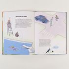 "Vertrauen ist alles." Illustrierte Szenen eines Schwimmbeckens und einer Straßenkreuzung mit verschiedenen Figuren.