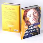 Zwei Bücher in Gelb: Titel "Alle lieben Dandelion, aber sie ist tot" von Rosie Storey, mit Gesicht einer Frau auf dem Cover.