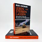 "MARC HINZMANN LEBEN UND STERBEN LASSEN Die letzten Tage der Bundeswehr in Afghanistan." Buch mit Soldat und Flugzeug.