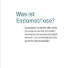 Text: "Was ist Endometriose? Grundlagen verstehen..." Schwarzer Text auf weißem Hintergrund.