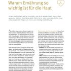 Seite 12. Überschrift: Warum Ernährung so wichtig ist für die Haut. Text erläutert die Bedeutung der Ernährung für Hautgesundheit. Rechts ein Herzsymbol.