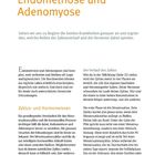 Titel: Endometriose und Adenomyose. Text erläutert diese Krankheiten und den Einfluss des Zyklus und der Hormone.