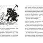 Zwei Menschen mit Kopfhörern und Metalldetektor erscheinen wie Monster. Drei Jungen rennen mit erschrockenem Gesichtsausdruck davon.