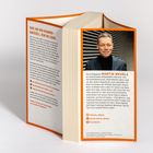 Rückseite eines Buches: Text über persönliche Entwicklung, Titel in Orange. Bild von Martin Wehrle in dunklem Rollkragenpullover.