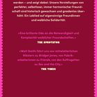 Text über weibliche Freundschaften und deren Komplexität, beschrieben als Ode. Zitate von The Spectator und The Times.