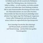 Text über Otto Warburg, Nobelpreisträger, der im Zweiten Weltkrieg forscht und im Visier der Nazis steht. Erwähnung einer Webseite.