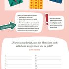 „Positive Funken“ und „Kleine Impulse, große Wirkung“ stehen oben. Unten ein Zitat von Astrid Lindgren und eine Liste für November. Geschenke zeichnen den Stil.