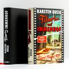 Buchrücken: "Filmriss auf Immenhof, Karsten Dusse." Cover: Titel, ein Fenster, ein Haus, eine Hand.