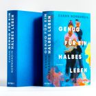 "GENUG FÜR EIN HALBES LEBEN" von Evann Normandin. Der Roman hat ein abstraktes, farbenfrohes Cover.