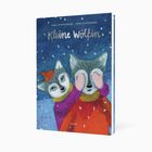 „Kleine Wölfin“ von Sara Stridsberg & Sara Lundberg. Illustrationen zweier Wölfe im Schnee, bunt gekleidet.