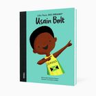 Ein Buchcover mit dem Titel "Usain Bolt". Ein fröhliches Kind zeigt auf den Titel. Text: "Jamaica".