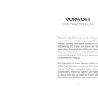 Titel: "VORWORT VON CHARLES TAYLOR". Text: Über Zivilisation und Kontrolle der natürlichen Umwelt. Seite 15.