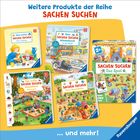 Weitere Produkte der Reihe SACHEN SUCHEN werden mit bunten Wimmelbuch-Covern und Spiel gezeigt.