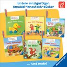 "Unsere einzigartigen Knuddel-Knautsch-Bücher", "ab 6 M.", Buchtitel: "Meine ersten Sachen", "Meine ersten Fingerspiele", "Besuch im Zoo", "Große Fahrzeuge", "Im Wald", "Sachen suchen beim Einkaufen", Logo "Ravensburger".