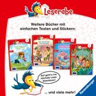 Weitere Bücher mit einfachen Texten und Stickern: Tonis magisches Fußball-Trikot, Idas zauberhafter erster Schultag, Meermädchen Mira feiert Geburtstag, Rettung für den Klassen-Wald. Auf geht's ins nächste Lese-Abenteuer! Ravensburger.