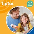 „tiptoi®“, „Spiel dich schlau“, „3-6 Jahre“, „Ravensburger“. Ein Mann und ein Kind lächeln und spielen mit einem Stift.