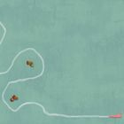 Illustration: Eine weiße Linie verläuft geschwungen über grünen Hintergrund, begleitet von Eicheln und Schnecke rechts.