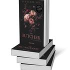 Cover des Romans „The Butcher: Er lügt nicht“ von Penelope Sky, ab 18, mit Blumenillustration.