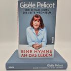 "Gisèle Pelicot. Die Scham muss die Seite wechseln. Eine Hymne an das Leben. Piper" steht auf einem Buchcover. Frauenportrait in Blau.