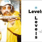 Text: "unlimited potential," "Levels und Levels," "Oder: Vom blutigen Anfänger zum gewieften Blender."  
Eine Person mit Brille hält Hähnchen und Glas.