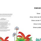 INHALT: Elmar, Elmar rettet den Regenbogen, Elmar und der Teddybär, Elmar im Schnee, Elmars großer Tag. Darunter bunte Pflanzenillustrationen.