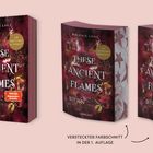 "THE CHOSEN ONE, HIGH STAKES, ENEMIES TO LOVERS" umgeben ein Buch mit Titel "These Ancient Flames".