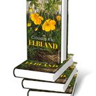 Zwei Bücher, eines geschlossen mit dem Covertext "Claudia Rikl ELBLAND ROMAN" und blühenden gelben Blumen darauf.