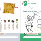 B wie Biber: Labyrinth. C wie Chamäleon: Farbspiel. Aufgaben zum Schreiben der Buchstaben B und C. Clown zum Ausmalen.